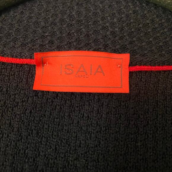 Isaia Napoli Men's size XXL Navy Blue 100% Merino Wool Cardigan Sweater Jacket - Picture 2 of 10